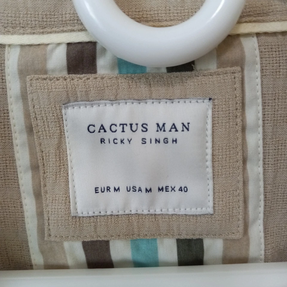 Новый с Ярлыками! Мужская рубашка CACTUS MAN Vicky Singh на бежевых пуговицах повседневная повседневная полиэстер M - Изображение 2 из 4