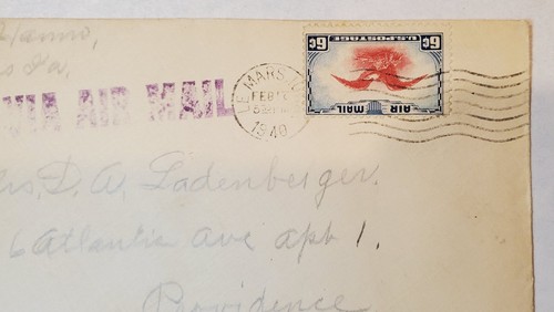1938 U.S. Postage Air Mail Eagle 5 Cent Blue Stamp w/ Letters Vintage Rare - Picture 2 of 3