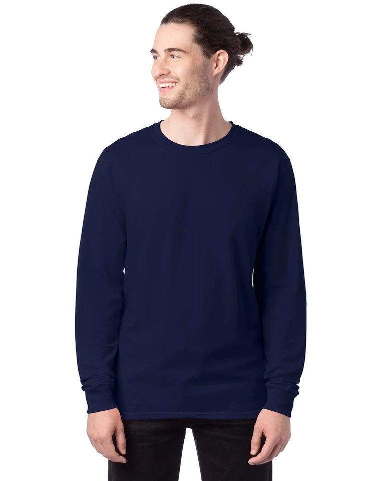 Hanes Essentials Men's Cotton Long Sleeve T-Shirt, 2-Pack