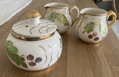 Sudlows Burslem Keramik Milchkännchen und Zuckerdose & Deckel 1920-40 er Jahre