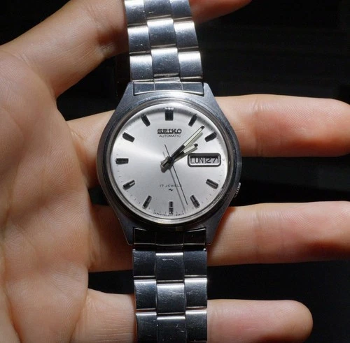 July 1986 Vintage Seiko Silver Dial 7009 8028 Automatic Bracelet Watch Rare