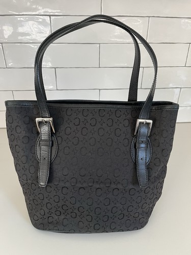 Authentic CELINE Vintage Black Macadam Tote Bag -Canvas & Leather - COA Included