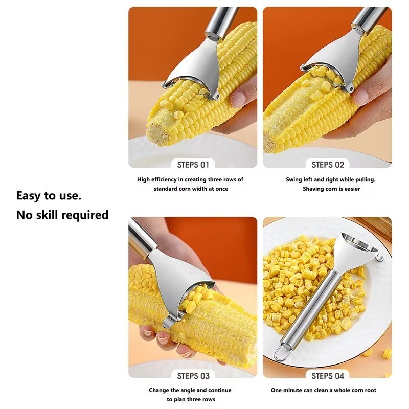 Stainless Steel Corn Cob Peeler Stripper Remover Kitchen Cutter Thresher Tool US