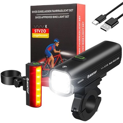 Fahrradlicht Set USB LED Sicherheit Fahrradbeleuchtung Front Rücklicht