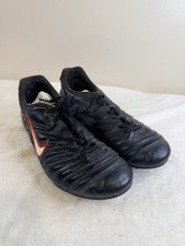 Nike Tiempo 650 FG Youth Soccer Cleats Size 6Y Black Leather Firm Ground 020305