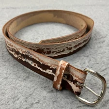 Blue Ribbon Bacon Belt Men's 48 52 Cowhide Leather Silver Tone Buckle USA Made