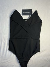 PrettyLittleThing Black Tux Detail Bandeau Thong Bodysuit UK 6 US 2 EU 34