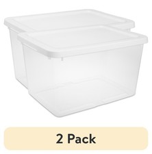 2 Pack Sterilite Small Storage Bin - 20Qt Clear Plastic, White Snap-On Lid