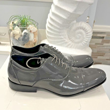 Stacy Adams Men's Gala Cap Toe Oxford Gray Patent Upper Stacked Heel Sz 12
