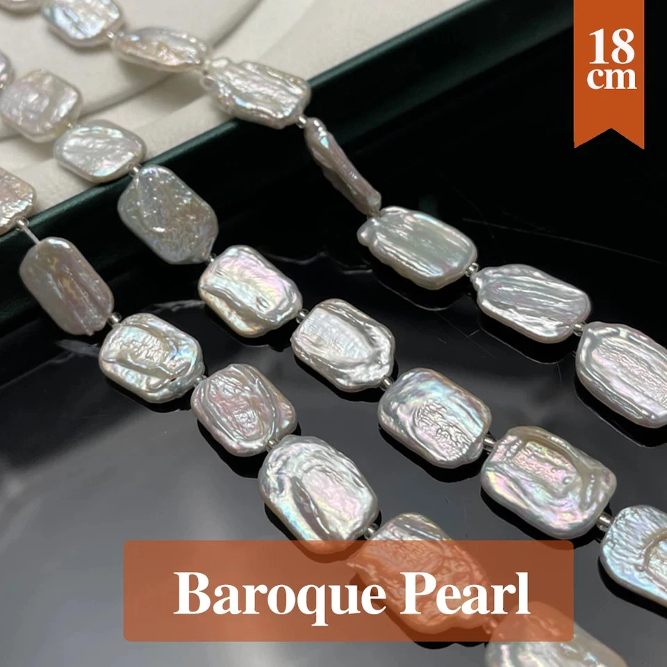 Freshwater Pearl Beads 12x16mm Baroque Rectangle Spacer Beads DIY Bracelet - Image 2 of 4