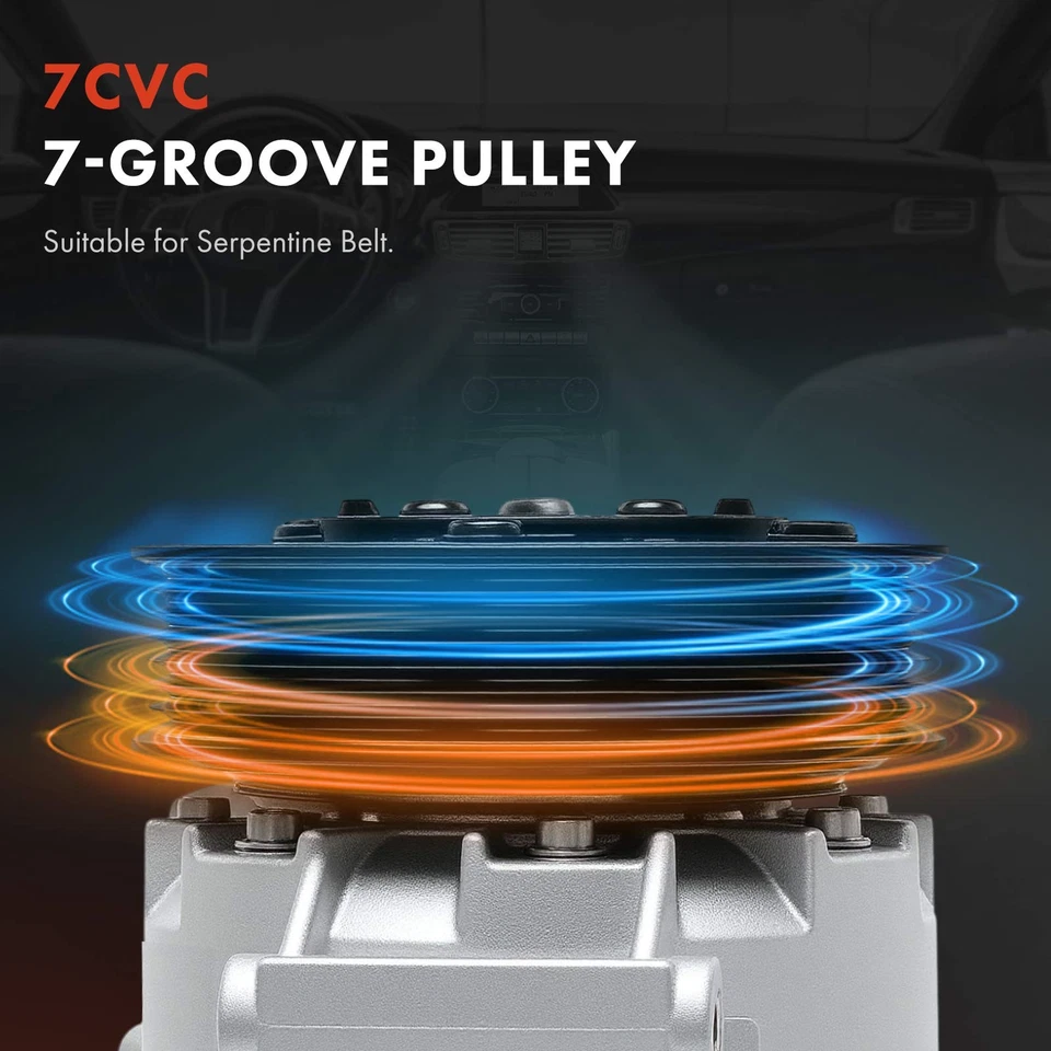 Compresor de aire acondicionado con polea de 7 ranuras para Chevy Malibu 2008-2010 Saturn Aura Vue FHEV Foto 4 de 4