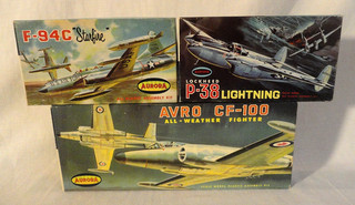 WOW! 1960`S AURORA P 38 LIGHTNING F 94C STARFIRE & AVRO CF 100 PLANE MODEL KITS