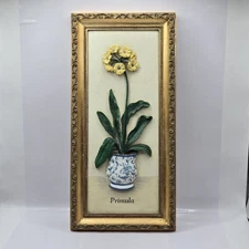 Vintage Marks And Spencer 3D Wall Plaque Primula In A Pot Hand Painted 12×6