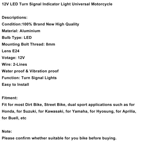 Clignotant LED 12 V 8 mm universel pour moto Honda Black - Picture 14 of 14