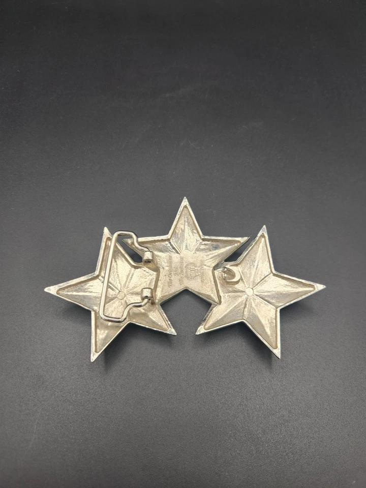 Vintage TriStar Belt Buckle Cowboy Silver Metal Western Rodeo Women Men Fashion - Image 3 of 4