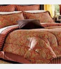 Ralph Lauren Edmonton- PAIR - Standard Pillow Cases - Red / Tan Paisley