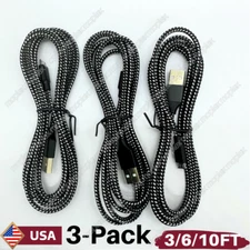 3 Pack Micro USB Fast Charging Cable 3/6/10FT For LG Motorola Samsung Android