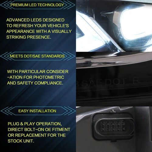 VLAND LED Headlights For 2014-19 Volkswagen VW Golf MK7 w/Start-up Animation - Picture 3 of 8