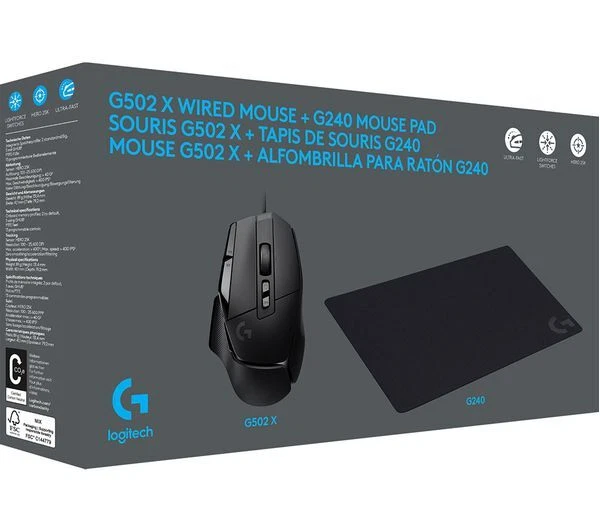 LOGITECH G502 X Optical Wired Gaming Mouse & G240 Gaming Surface Bundle - Image 2 of 4