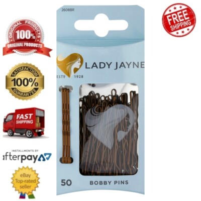 Lady Jayne Brown Wave Contour Design 4.5cm Cushion Tip Bobby Pins 50 Pack
