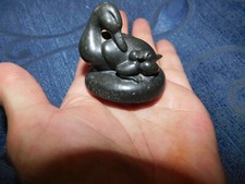 COLLECTABLE SMALL DARK CHARCOAL RESIN ORNAMENT SIGNED PECORINI MUM DUCK & BABIES
