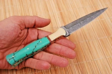 HANDMADE FORGED DAMASCUS STEEL BOOT KNIFE THROWING HUNTING SURVIVAL EDC 863