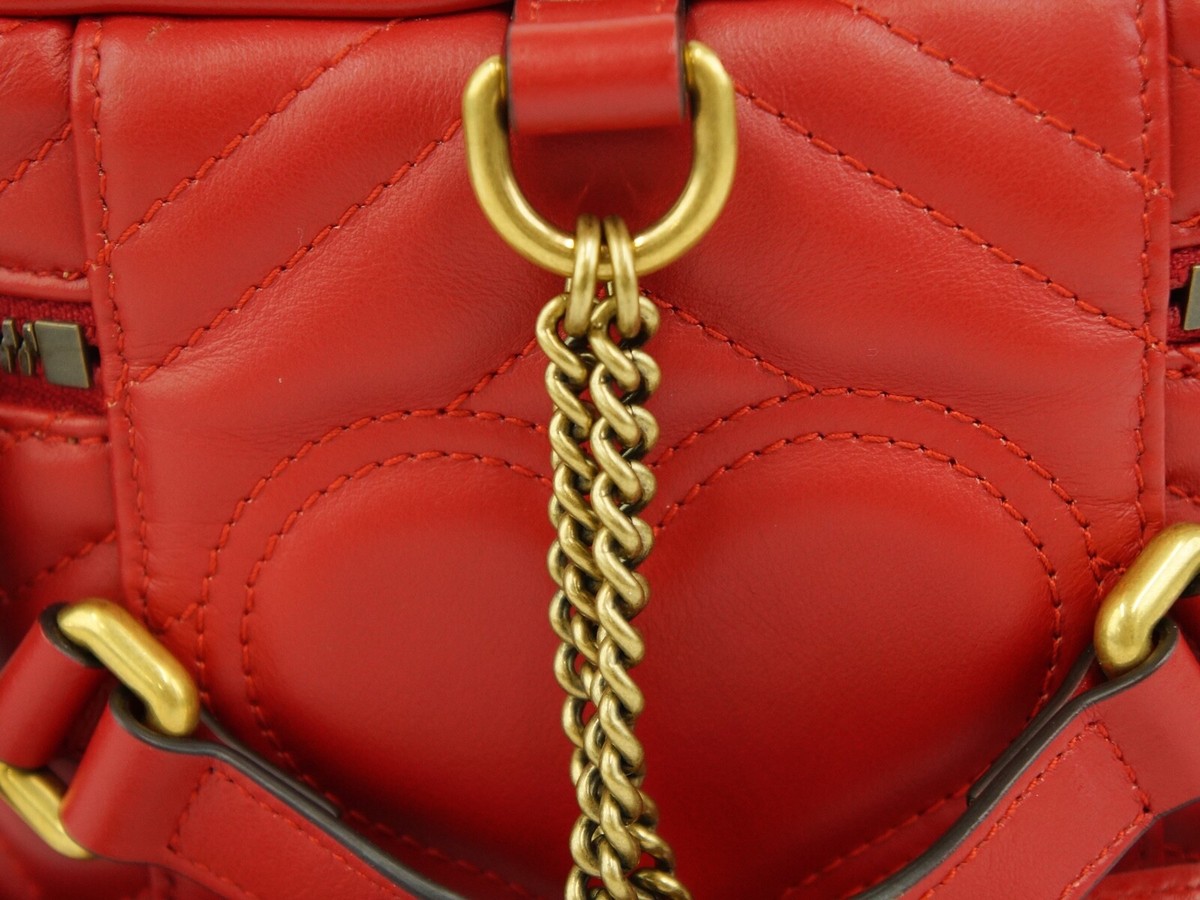 Gucci GG Marmont Quilted Backpack Vanity 2-Way Red Leather Gucci GG Marmont Mini Vanity Red Leather Backpack – Mills  main image 2