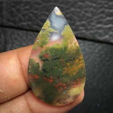 Scenic Moss Agate Cabochon 38x22x4mm High Quality 23.5 ct