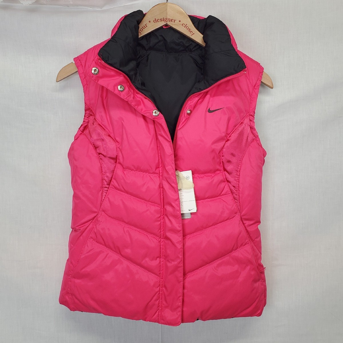 専用1 Nike Vest Size S Pink Black Reversible Down Puffer Training | eBay