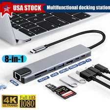 8-IN-1 Type-C HUB USB Multiport Card Reader Adapter Laptop Docking Station