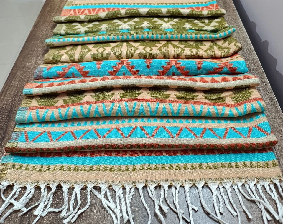 Hand Woven Himalayan Shawl Long Throw Reversible blanket multicolor unisex wrap - Image 2 of 4