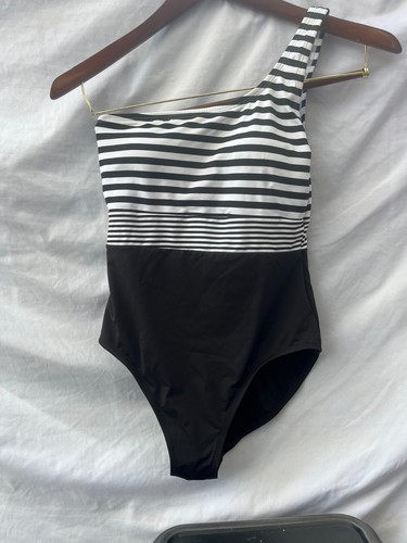 Tommy Bahama 285710 Women One Shoulder One-Piece Swimsuit, in Black, Size 8
