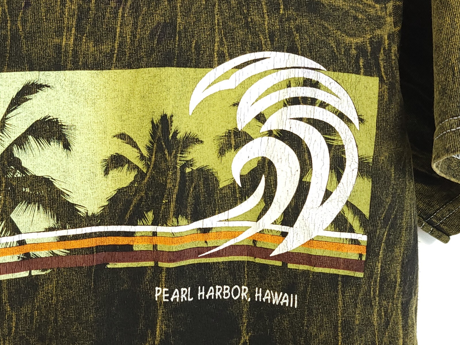 Vintage Yacht Club Pearl Harbor Hawaii Graphic TShirt Men's Small Tie