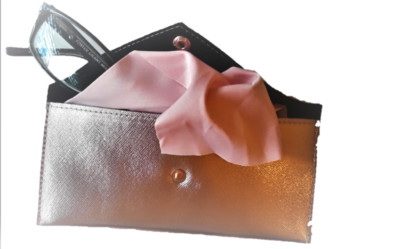 Lot of 3 Foster grant MODERA Eyeglass case Metallic Rose Pink w cleaning cloth