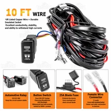 3 Lead Wiring Harness Kit Dual Switch LED Light Bar and Spot Light For Toyota