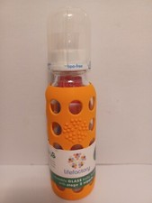Life Factory 9 oz Reusable Glass Baby Bottle Stage 2 Nipple Orange FREE SHIPPING