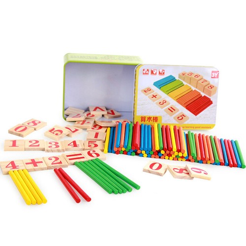 Arithmetic Counting Sticks Math Woden Kids Toy Learning Colorful Educational Rod