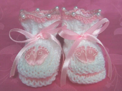 Babyschuhe hand gestrickt gehäkelt Taufe Geschenk 10cm, 6-10 Monate