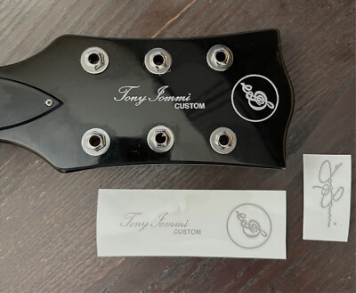 Tony Iommi Custom Old Boy SG guitar UV DTF headstock sticker decal logo Silver G