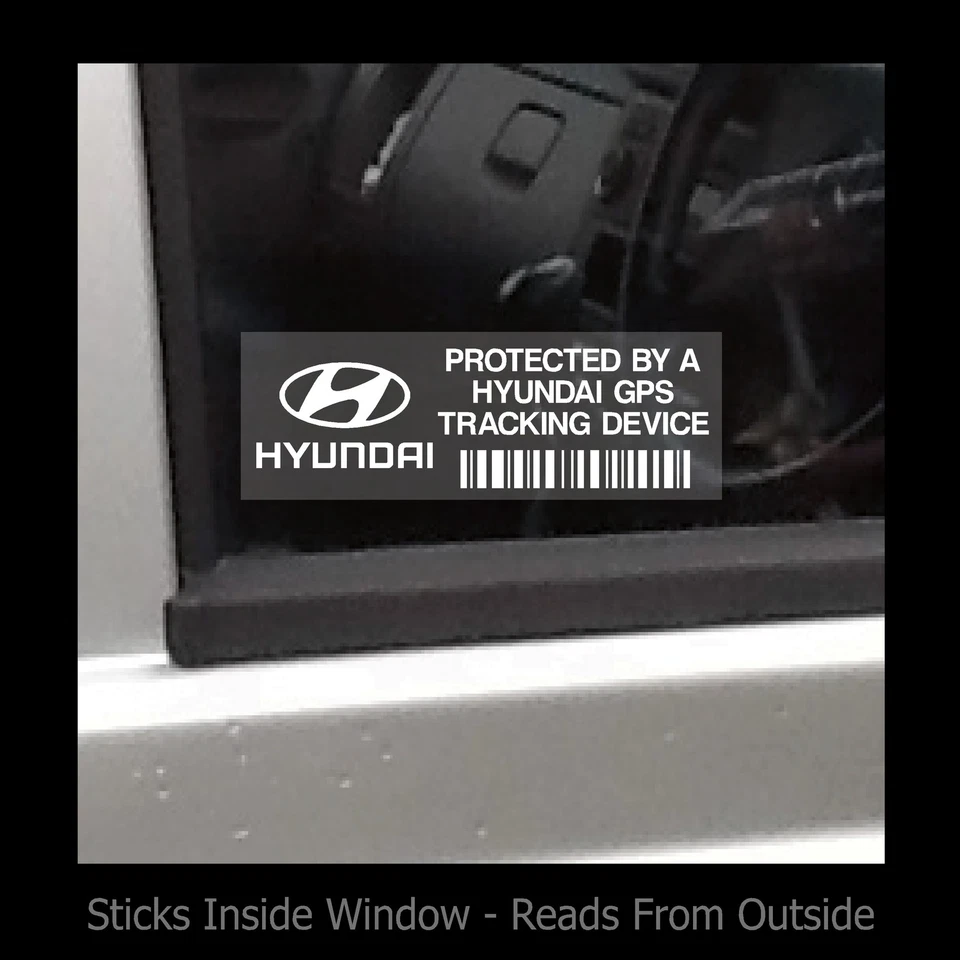 HEALTH&SAFETYDIRECT Protected by a Hyundai GPS Tracking - Window Sticker / Sign - Security, Safety