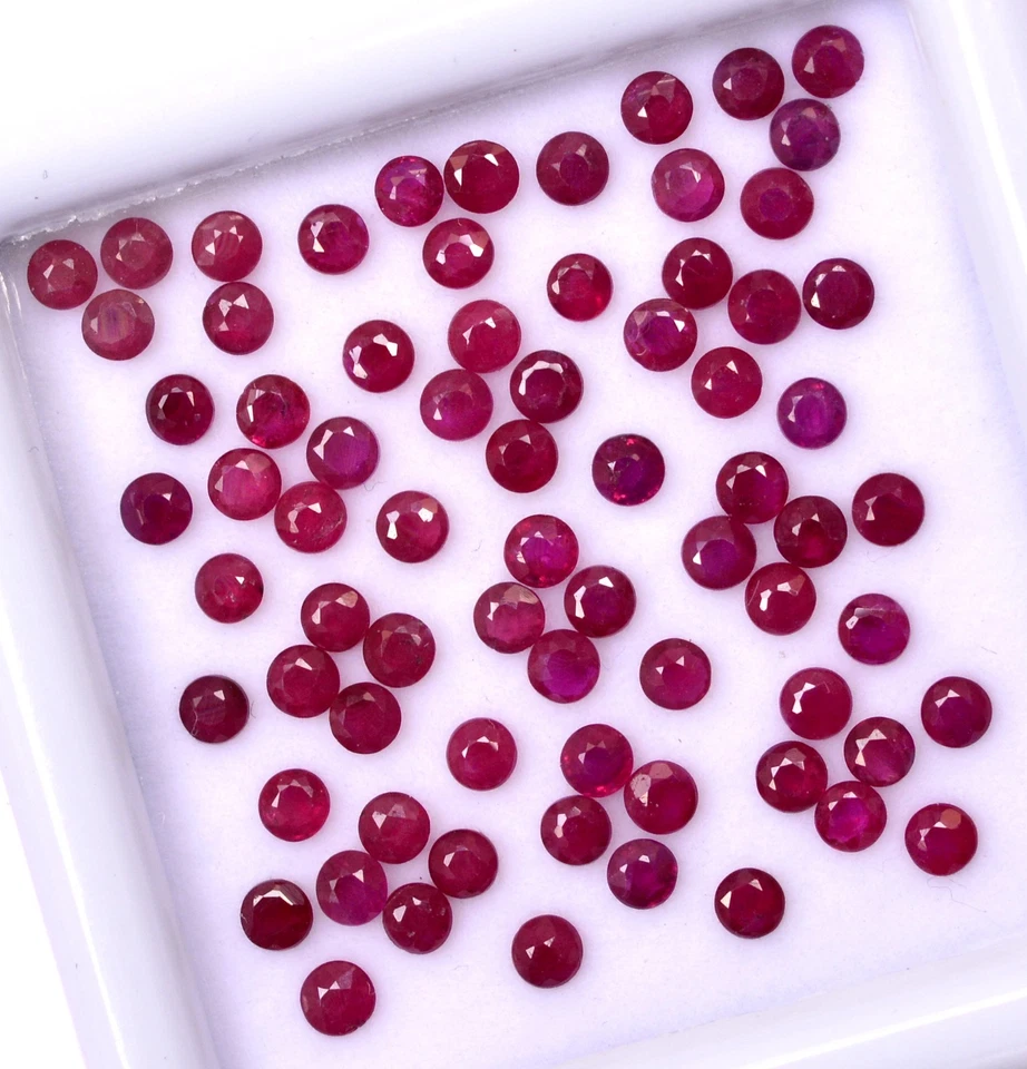 Natural Ruby Round Cut 2.50 mm Lot 20 Pcs Calibrated Loose Gemstones  - Image 3 of 3