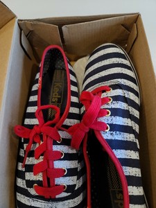 red white and blue canvas shoes
