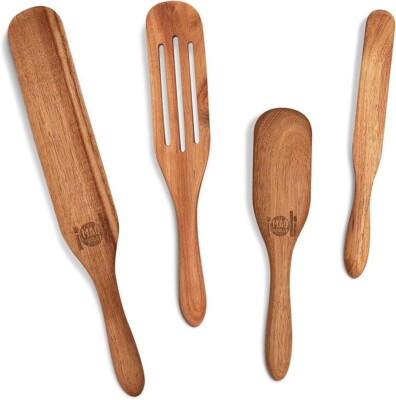 Mad Hungry 4 Piece Acacia Wood Spurtle Kitchen Cooking Utensil Set