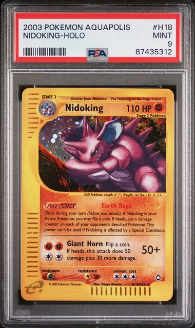 Pokemon Nidoking Holo Aquapolis H18/147 PSA 9 Mint