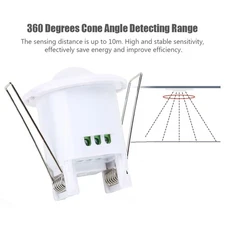 360° Recessed Automatic Infrared PIR Motion Sensor Switch with Time Delay