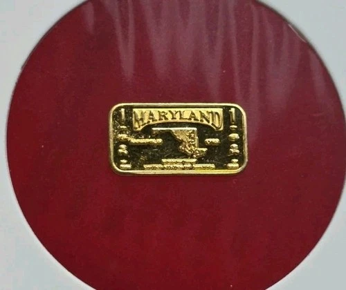 State Of Maryland - 1 Gram .999 Fine Pure Silver Mini Bar Ingot - Gold Gilded