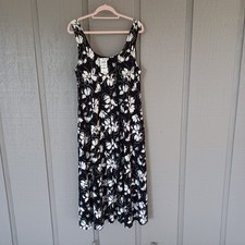 Alfani Floral Fit And Flare Midi Dress Size XL Preppy Pocket Sleeveless Pullover