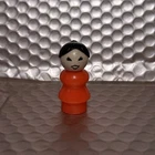 Vintage Fisher Price Little People Black hair Lady Bright Red Dress Plastic