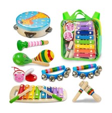Kids Musical Instruments, 12pcs Wooden Musical Toys for Toddlers 2-... Fast Ship