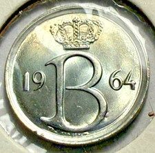 1964 Belgium 25 Centimes